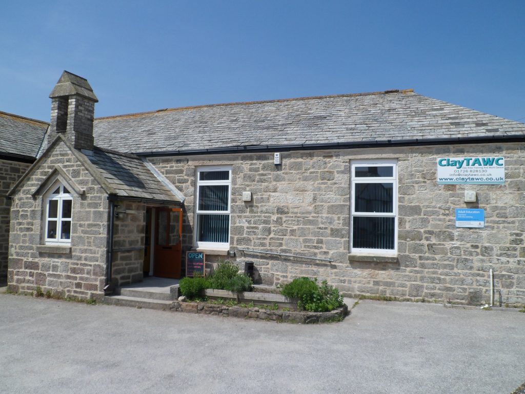 The front of the ClayTAWC building on Fore Street, St Dennis