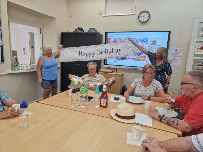 Lunchtime Friends celebrate Tom’s birthday